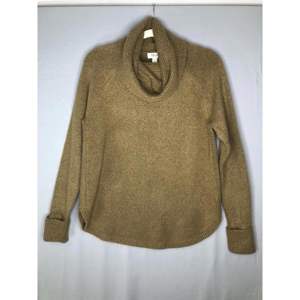 Style & Co Womens sz S Waffle Knit Cowlneck Tunic Brown Sweater Minimalist